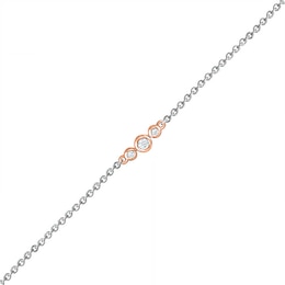 0.065 CT. T.W. Diamond Circle Trio Anklet in Sterling Silver and 10K Rose Gold – 10"