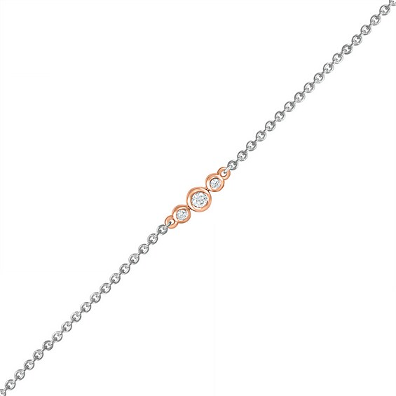 0.065 CT. T.W. Diamond Circle Trio Anklet in Sterling Silver and 10K Rose Gold – 10"