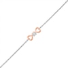 Thumbnail Image 1 of Diamond Accent Solitaire Double Heart Anklet in Sterling Silver and 10K Rose Gold – 10"