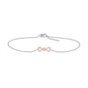Thumbnail Image 2 of Diamond Accent Solitaire Double Heart Anklet in Sterling Silver and 10K Rose Gold – 10"