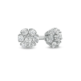 0.20 CT. T.W. Composite Diamond Flower Stud Earrings in 10K White Gold
