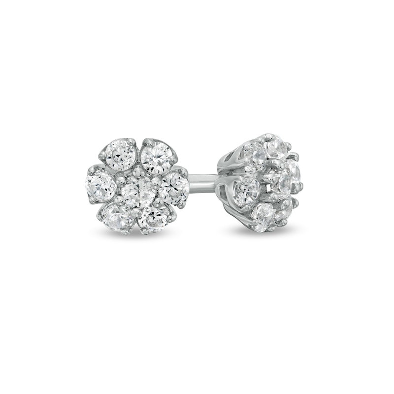 Main Image 1 of 0.20 CT. T.W. Composite Diamond Flower Stud Earrings in 10K White Gold
