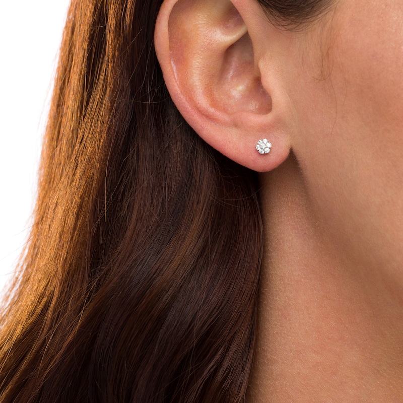 Main Image 2 of 0.20 CT. T.W. Composite Diamond Flower Stud Earrings in 10K White Gold