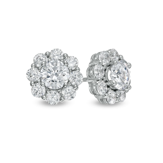 CT. T.W. Diamond Flower Frame Stud Earrings in 10K White Gold