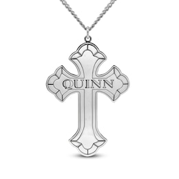 Men's Engravable Gothic-Style Cross Pendant (1 Line)