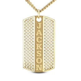 Men's Embossed Name Tread Pattern Dog Tag Pendant (1 Line)