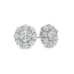 3.00 CT. T.W. Diamond Flower Frame Stud Earrings in 10K White Gold