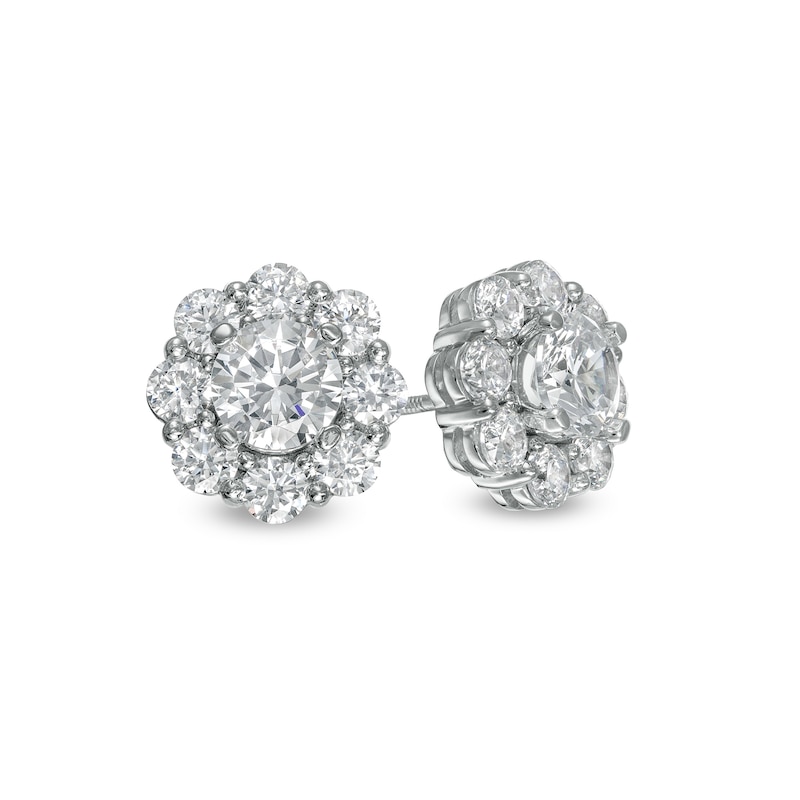 Main Image 1 of 3.00 CT. T.W. Diamond Flower Frame Stud Earrings in 10K White Gold