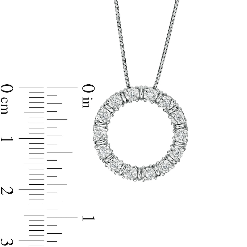 0.25 CT. T.W. Diamond Alternating Circle Outline Pendant in Sterling Silver