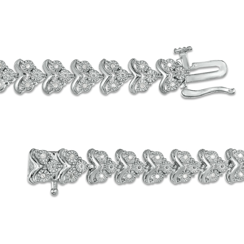 0.25 CT. T.W. Diamond Trios Line Bracelet in Sterling Silver – 7.5"