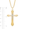 Thumbnail Image 2 of Men's Diamond-Cut Layered Stepped Edge Art Deco Double Cross Pendant in 10K Two-Tone Gold - 22"