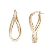 Thumbnail Image 1 of 10.0mm Multi-Finish Wave Flat Tube Oval Hoop Earrings in 14K Gold