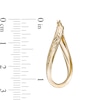 Thumbnail Image 3 of 10.0mm Multi-Finish Wave Flat Tube Oval Hoop Earrings in 14K Gold