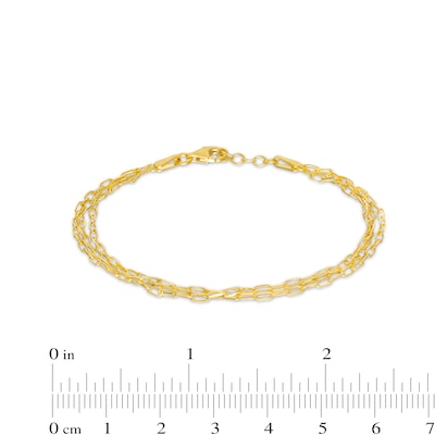 1.7mm Triple Strand Forzatina Cable Chain Bracelet in Solid 10K Gold – 7.25"
