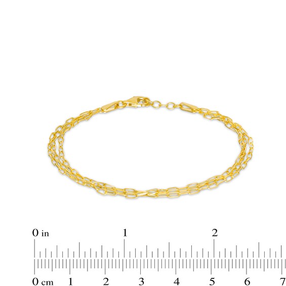 1.7mm Triple Strand Forzatina Cable Chain Bracelet in Solid 10K Gold – 7.25"