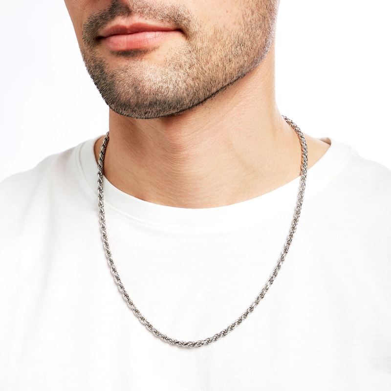 Main Image 2 of 4.0mm Rope Chain Necklace in Solid Sterling Silver – 22"