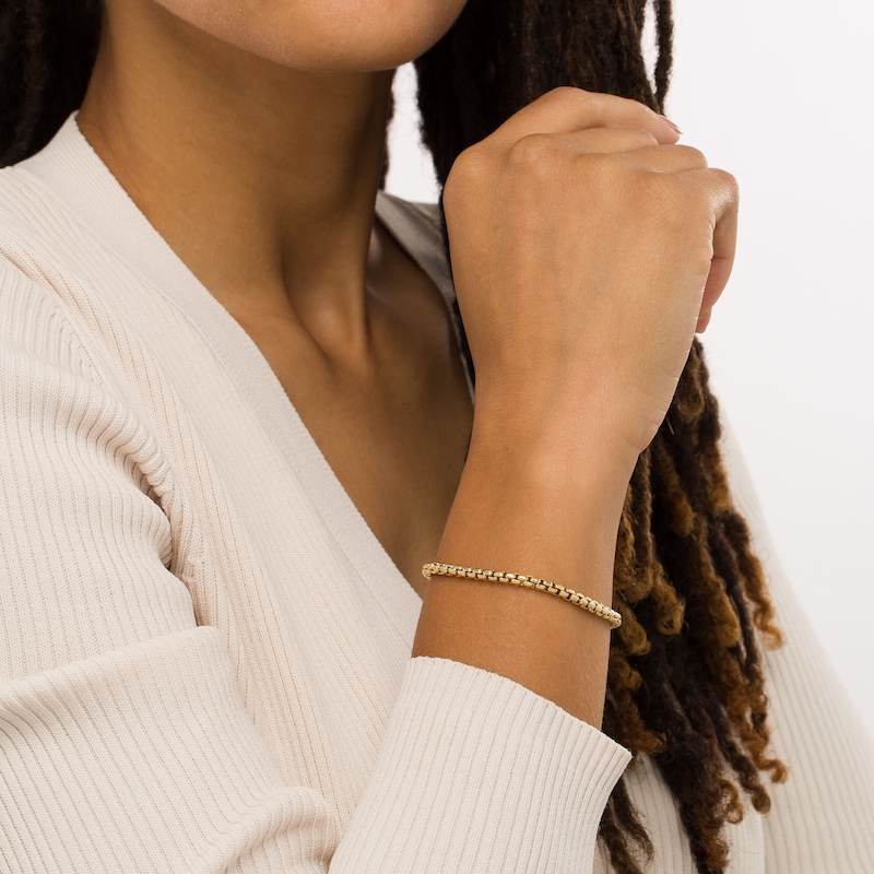 Main Image 2 of 3.7mm Box Chain Bracelet in Hollow 10K Gold – 8.5"