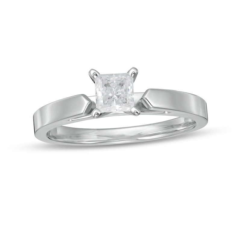 0.50 CT. Certified Princess-Cut Diamond Solitaire Engagement Ring in 14K White Gold (J/I2)|Peoples Jewellers