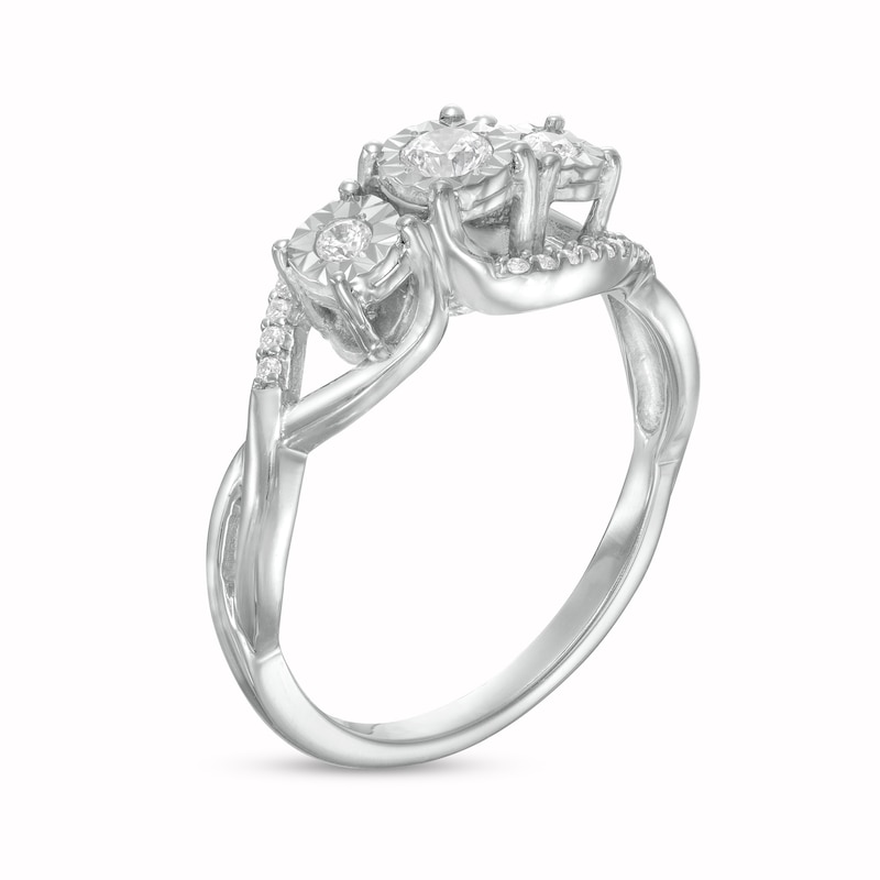 0.25 CT. T.W. Diamond Bypass Twist Shank Past Present Future® Engagement Ring in 10K White Gold