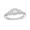 Thumbnail Image 0 of 0.25 CT. T.W. Diamond Cushion-Shaped Frame Twist Shank Past Present Future® Engagement Ring in 10K White Gold
