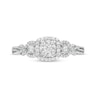 Thumbnail Image 3 of 0.25 CT. T.W. Diamond Cushion-Shaped Frame Twist Shank Past Present Future® Engagement Ring in 10K White Gold