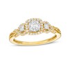 Thumbnail Image 0 of 0.25 CT. T.W. Diamond Cushion-Shaped Frame Twist Shank Past Present Future® Engagement Ring in 10K Gold