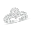 Thumbnail Image 1 of 0.50 CT. T.W. Pear-Shaped Diamond Double Frame Multi-Row Bridal Set in 10K White Gold