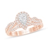 Thumbnail Image 1 of 0.50 CT. T.W. Pear-Shaped Diamond Double Frame Multi-Row Bridal Set in 10K Rose Gold