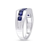Thumbnail Image 2 of Men's Blue Lab-Created Sapphire Seven Stone Channel Band in Sterling Silver