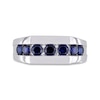 Thumbnail Image 3 of Men's Blue Lab-Created Sapphire Seven Stone Channel Band in Sterling Silver