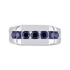 Thumbnail Image 4 of Men's Blue Lab-Created Sapphire Seven Stone Channel Band in Sterling Silver