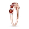 Thumbnail Image 3 of 4.0mm Garnet and White Topaz Duo Five Stone Alternating Stackable Band in Sterling Silver with Rose Rhodium