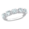 Thumbnail Image 1 of 4.0mm Aquamarine and White Topaz Duo Five Stone Alternating Stackable Band in Sterling Silver