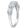 Thumbnail Image 3 of 4.0mm Aquamarine and White Topaz Duo Five Stone Alternating Stackable Band in Sterling Silver