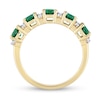 Thumbnail Image 4 of Lab-Created Emerald and White Lab-Created Sapphire Five Stone Duo Stackable Band in Sterling Silver with Yellow Rhodium