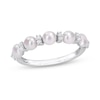 Thumbnail Image 1 of 3.5-4.0mm Button Freshwater Cultured Pearl and White Topaz Duo Five Stone Alternating Stackable Band in Sterling Silver