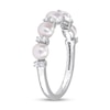 Thumbnail Image 2 of 3.5-4.0mm Button Cultured Freshwater Pearl and White Topaz Duo Five Stone Alternating Stackable Band in Sterling Silver