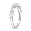 Thumbnail Image 3 of 3.5-4.0mm Button Freshwater Cultured Pearl and White Topaz Duo Five Stone Alternating Stackable Band in Sterling Silver