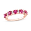 Thumbnail Image 1 of Lab-Created Ruby and White Lab-Created Sapphire Five Stone Duo Stackable Band in Sterling Silver with Rose Rhodium