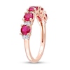 Thumbnail Image 3 of Lab-Created Ruby and White Lab-Created Sapphire Five Stone Duo Stackable Band in Sterling Silver with Rose Rhodium