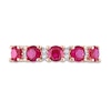 Thumbnail Image 4 of Lab-Created Ruby and White Lab-Created Sapphire Five Stone Duo Stackable Band in Sterling Silver with Rose Rhodium