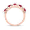 Thumbnail Image 5 of Lab-Created Ruby and White Lab-Created Sapphire Five Stone Duo Stackable Band in Sterling Silver with Rose Rhodium