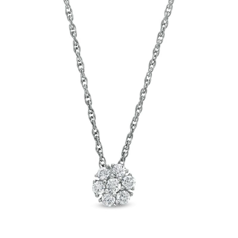 Main Image 1 of 0.20 CT. T.W. Composite Diamond Flower Pendant in 10K White Gold