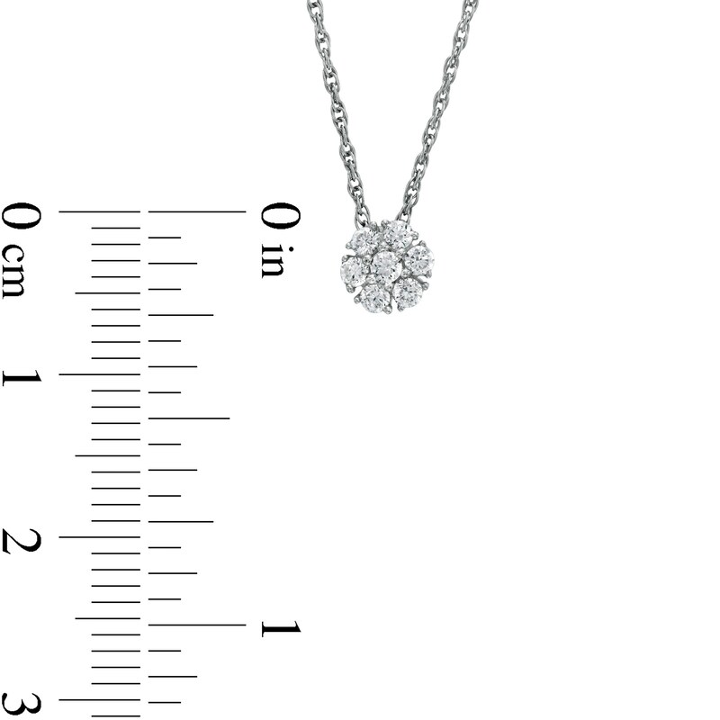 Main Image 3 of 0.20 CT. T.W. Composite Diamond Flower Pendant in 10K White Gold