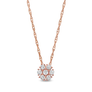 0.20 CT. T.W. Composite Diamond Flower Pendant in 10K Rose Gold
