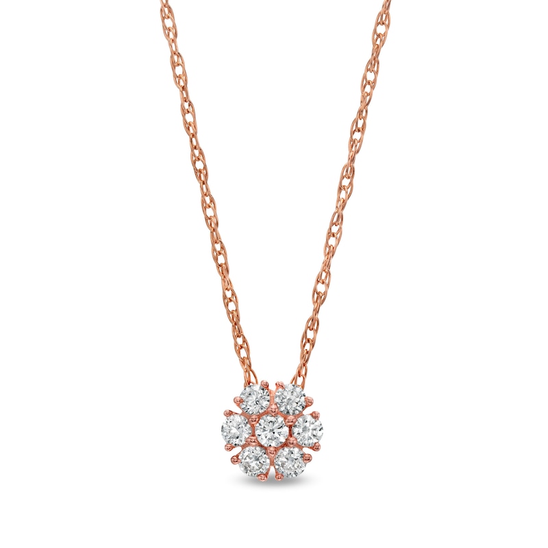 0.20 CT. T.W. Composite Diamond Flower Pendant in 10K Rose Gold