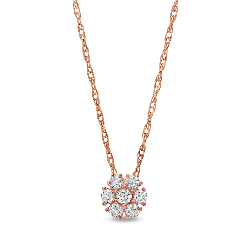 0.20 CT. T.W. Composite Diamond Flower Pendant in 10K Rose Gold|Peoples Jewellers