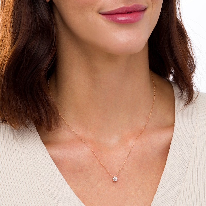 Main Image 2 of 0.20 CT. T.W. Composite Diamond Flower Pendant in 10K Rose Gold
