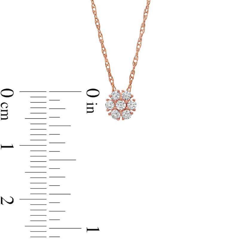 Main Image 3 of 0.20 CT. T.W. Composite Diamond Flower Pendant in 10K Rose Gold
