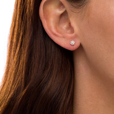 0.20 CT. T.W. Composite Diamond Flower Stud Earrings in 10K Rose Gold